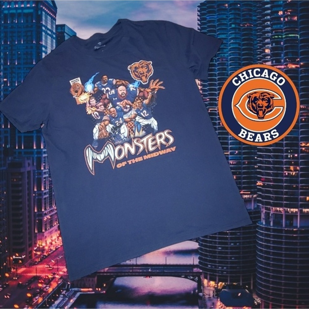 Fanatics Mens Chicago Bears Monsters of the Midway Graphic T-Shirt Navy Blue M‎